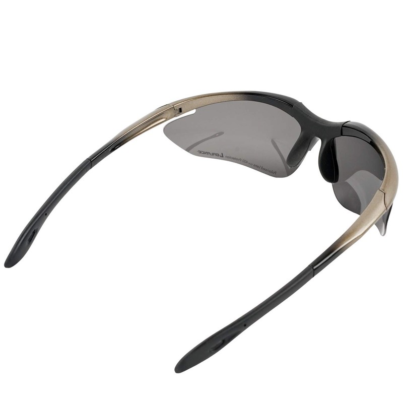 L-BALANCE EYES LBP-419-2 Polarized Sports Sunglasses, Black, Silver, Polarized Smoke