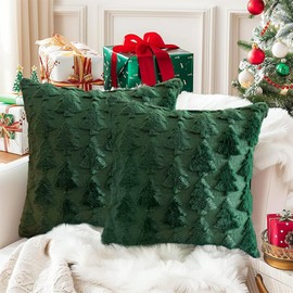 HEYIDAMAI Christmas Cushion Covers, Linen Decorative Cushion Covers, Santa Claus Cushion Cover, Decorative Cushion Cover for Sofa, Couch, Bedroom, Living Room (Green / 40 x 40 cm)