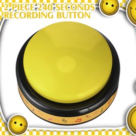 Saysurey 2 Pack USB Recordable Button 240 Seconds Recordable Dance Party Music Button with Light Make Your Own Music Dance Buttons by Uploading Audio Files for Craft Hobbyists, USB Data Line Included