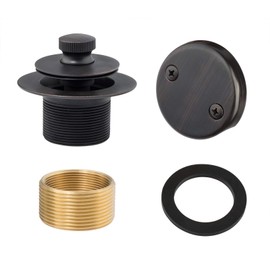 Artiwell Lift & Turn Tub Trim Set with Two-Hole Overflow Faceplate, All Brass Bathtub Conversion Kit Assembly with 2-Hole Overflow Face Plate and Universal Fine/Coarse Thread (Oil Rubbed Bronze)