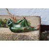 Holzwurm Decorative Ceramic Frog Lying Down Green Glazed 20cm