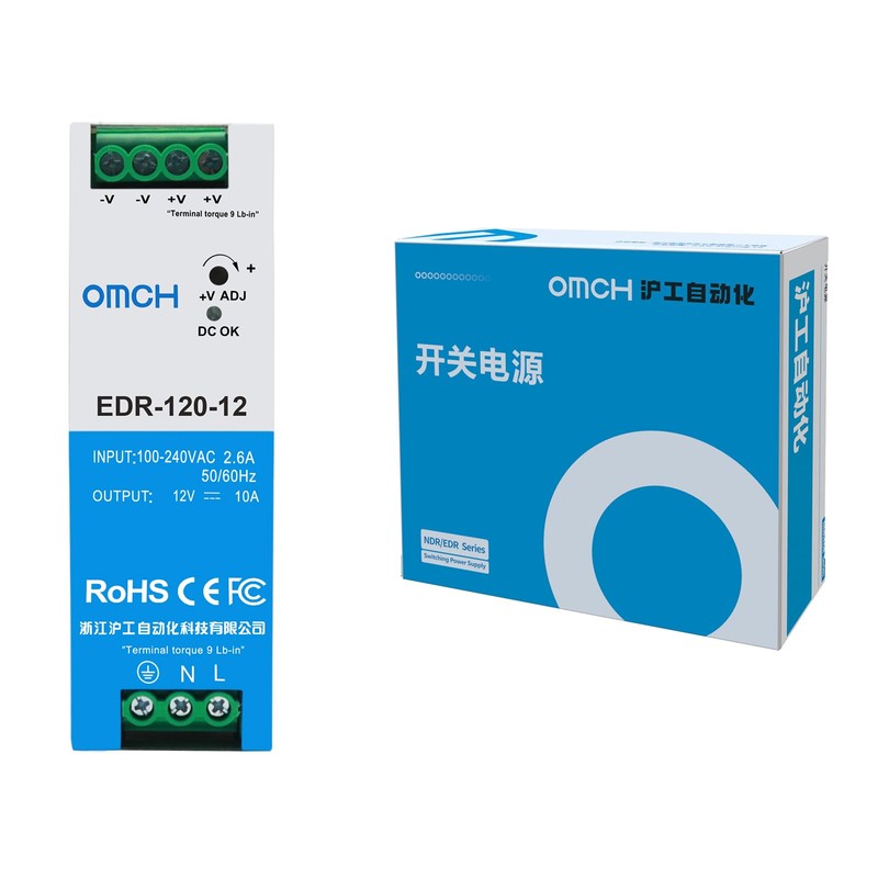 OMCH EDR-120-12 DIN Rail Switching Power Supply, 120W 12V 10A