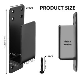 2x4 Door Barricade Brackets, 2 Pcs Drop Bar Security Door Brackets, Door Barricade Clamps, Metal U Brackets for 2x4 Lumber,Drop Open Bar Holder for Home Door Security (Rectangular)