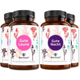 BonVigo® Good Mood & Good Night 2 Doses - Lavender, Passion Flower, Melissa - Soothing & Mood: For Normal Psyche, Nervous and Immune System Vit. B12, B2 for Metabolism Neurotransmitter* (2)