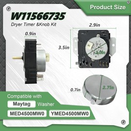 W11566735 W11685947 Dryer Timer & Knob Kit, Replacement Part 4981088 AP7215858 PS17216594 EAP17216594 FIX17216594 Robert Shaw 162-428-1 PD00083293, Compatible with Maytag MED4500MW0 YMED4500MW0