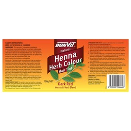 Bonvit Natural Hair Tint Henna Herb Colour (Henna & Herb Blend) Dark Red 100g
