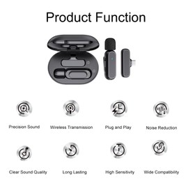 Lancoon Wireless Microphone with Charging Case Compatible with Android Professional Lapel Mic Intelligent Noise Reduction for Vlog Live Streaming YouTube (USB-C)