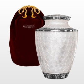 Trupoint Memorials Extra Large Urn for Ashes Adult Male or Female Up to 330 lbs – Cremation Urns for Human Ashes, Funeral Memorial Urns for Men & Women – Pearl