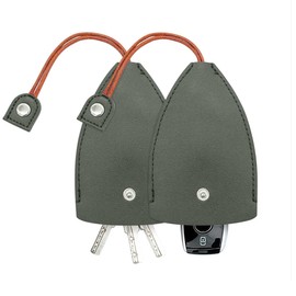 Moioee Car Key Case, 2PCS Creative Pull-Out Key Sleeve Keychain Bags, PU Leather Large-Capacity Protective Key Holder Hook (Gray/without Cover)