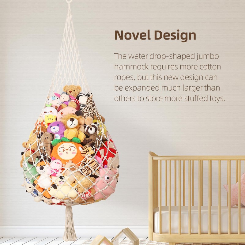 Stuffed Animal Storage Hammock for Ceiling, Stuffed Animal Holder Net