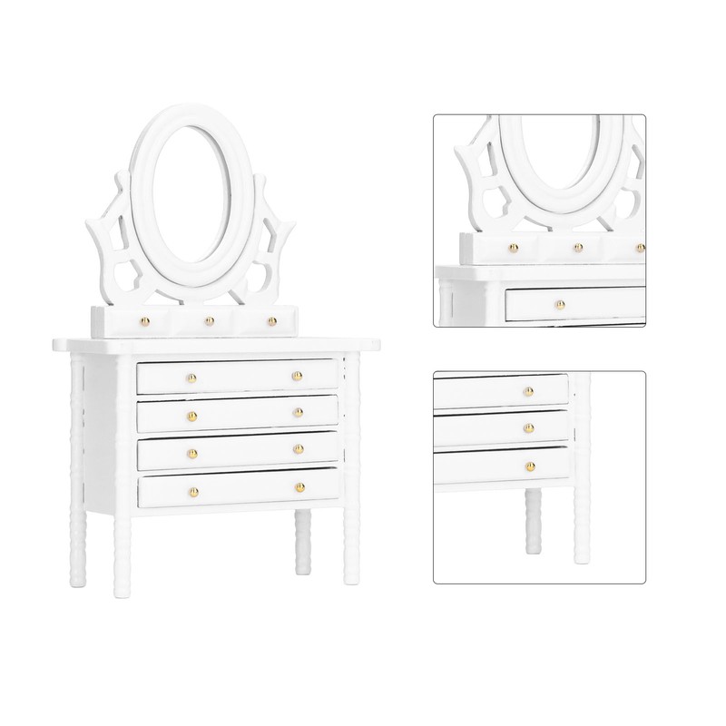 1:12 Scale Dollhouse Toilet Table High Simulation Wooden Miniature Dressing