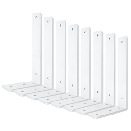 White Heavy Duty Shelf Brackets 10 Inch, 8 Pack Floating Shelf Brackets, L Wall Shelf Bracket for DIY Decorative with Mounting Hardware
