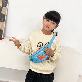 Cute Dinosaur Kids Fanny Pack Waist Pack Small Belt Bum Bag Crossbody Purse Waist Pouch for Toddler Girls Boys Light blue