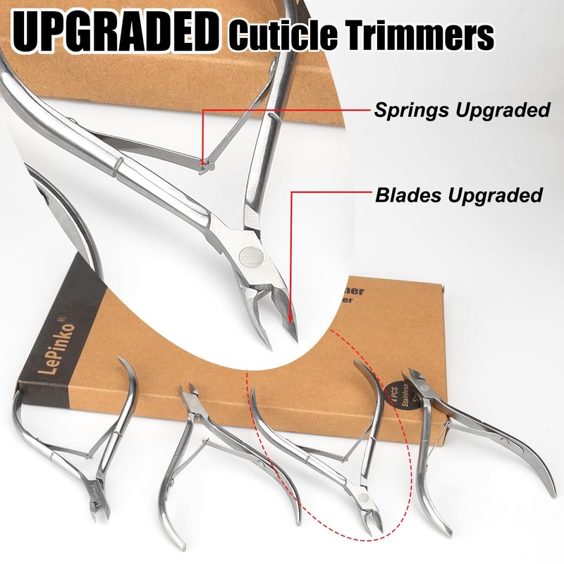 LePinko 4 Packs Upgraded Cuticle Trimmer kit, Sharp Dead Skin