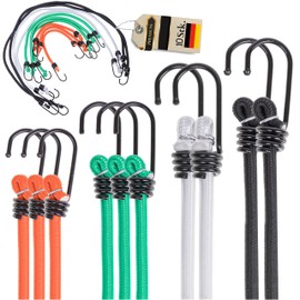 INTAKO Bungee Cord with Hooks – Set of 10 – 8 mm 35 kg Load Capacity per Expander – Rubber Tensioner for Tarpaulin Attachment – for Car, Bicycle and Motorcycle