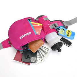 GERIINEER Waterproof Bum Bag Belt Bag with Bottle Holder for Men and Women, Bum Bag Suitable for Travel Sports Running and All Outdoor Activities, Hip Bag Women Men Sports, pink red