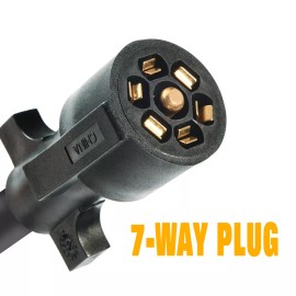 MICTUNING 7 Way Trailer Plug Socket Extension Cable Trailer Wiring Connector Cord Wire 3FT