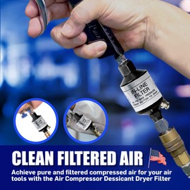 LE LEMATEC Air Compressor Water Separator & Air Dryer with Push-Button Drain Valve, 1/4" NPT Inline Moisture Remover for HVLP Spray Paint Gun, Sandblaster, Plasma Cutter - AI303-C1