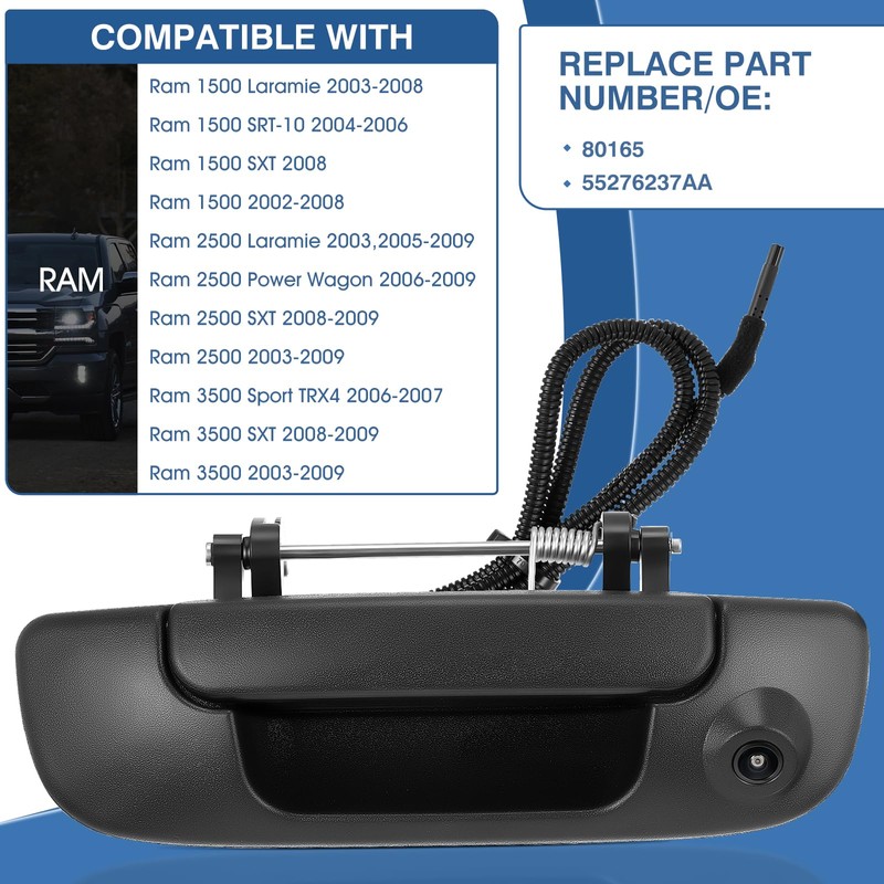 ACAUTO Tailgate Handle Backup Camera Fit for Dodge RAM 1500