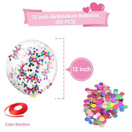 Fangoo Pack of 50 Colourful Confetti Balloons Latex Confetti Balloons Colourful Party Balloons for Birthday Party Wedding Engagement Anniversary Baby Shower Graduation Christmas Carnival Decoration