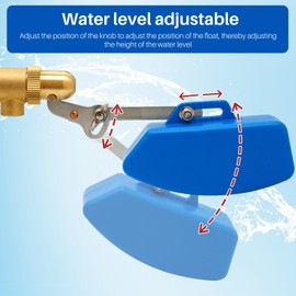 MUYIRTED Float Valve, 1/2 Inch Valves Made of Brass with Blue Plastic Float, Water Level Regulator, Automatic Float Switch for Water Tank, Float Valve for Livestock Drinkers