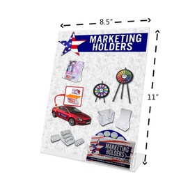 Marketing Holders Sign Holder Frame with Business Card Slot 8.5”W x 11”H Table Counter Display Stand Clear Acrylic Slanted Back Advertisement Display Counter Pack of 10