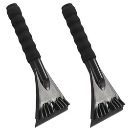 2PCS Ice Scrapers for Car Windshield, No Scratch Ice Cleaning Shovel Window Snow Scraper with Foam Handle, Winter Windshield Snow Frost Removal Tool Accessories for Car, SUV, Truck (2 Pcs Black)