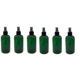 Natural Farms 8 oz Green Boston BPA FREE Bottles - 6 Pack Empty Refillable Containers - Essential Oils Cleaning Products - Aromatherapy | Black Fine Mist Sprayers - Made in the USA