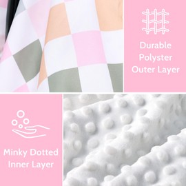 DILIMI Baby Car Seat Cover, Minky Warm Car Seat Covers for Babies, Peekaboo Opening Infant Car Seat Cover, Nursing Cover Carseat Canopy, Colorful Checkered