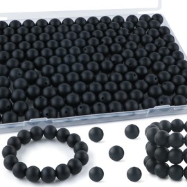 Kovict 145Pcs Silicone Beads, 15mm Silicone Beads for Keychain Making Bulk Silicone Beads for Pens Silicone Beads 15mm for Bracelet Necklace DIY Crafts（Black）