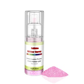 ATOC Edible Glitter Spray(Pink), Non Aerosol Food Coloring Lustre Powder, Food Grade Sparkling Dust Push Pump for Decorating Cupcake, Fondant, Cookie, Frosting, Gum paste, 0.35 OZ.