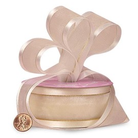 1 1/2" X 25 Yards Ivory Gold Line Arabesque Ribbon