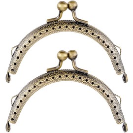 Beebeecraft 5Pcs Kiss Lock Purse Frame 2.4x3.5 Inch Metal Antique Bronze Coin Purse Frames Retro Handle Arch Shape Clutch for Handbag Bag Making DIY