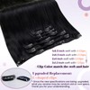 LaaVoo Black Real Hair Clip-In Extensions, Invisible Clip-In Remy Hair