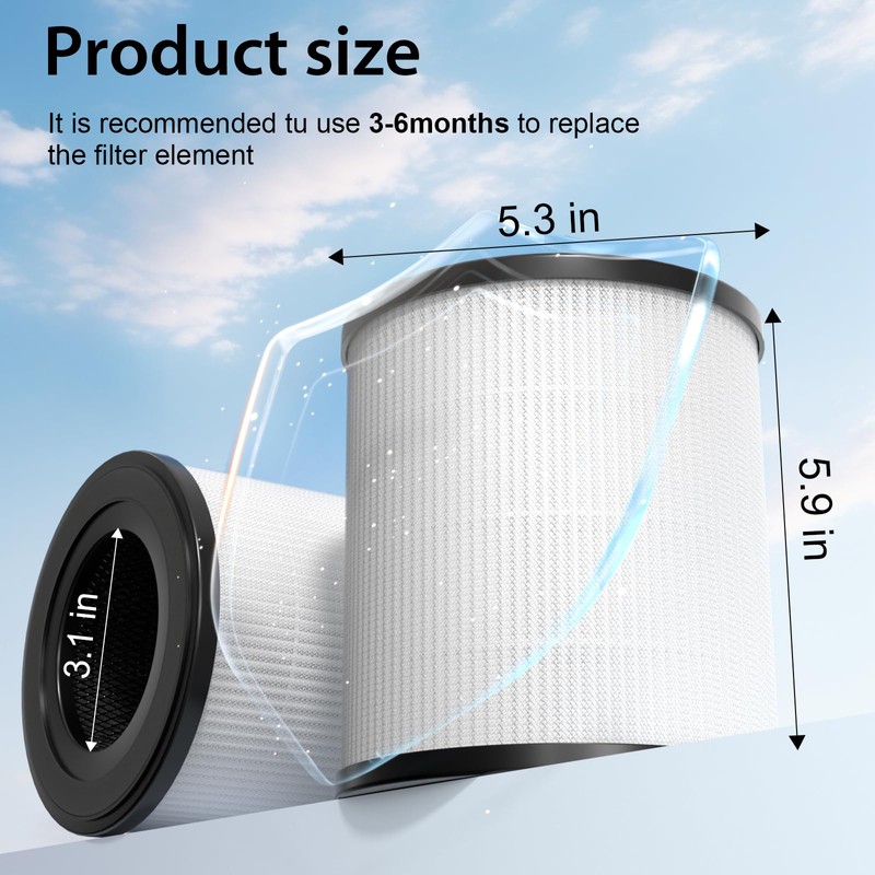 Replacement Filter Compatible with Fancybark ZQA-4000A Air Purifier, 3-in-1 True
