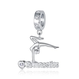 Gymnastics Charms for Necklace Bracelet 925 Sterling Silver Gymnast Bead Jewelry Gifts Women Daughter (C)