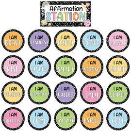 Composition Notebook Affirmation Station Bulletin Board Set Positive Bulletin Board for Classroom Growth Mindset Decoration Inspirational Motivational Accent Cutout for Home School Teacher Wall Supply