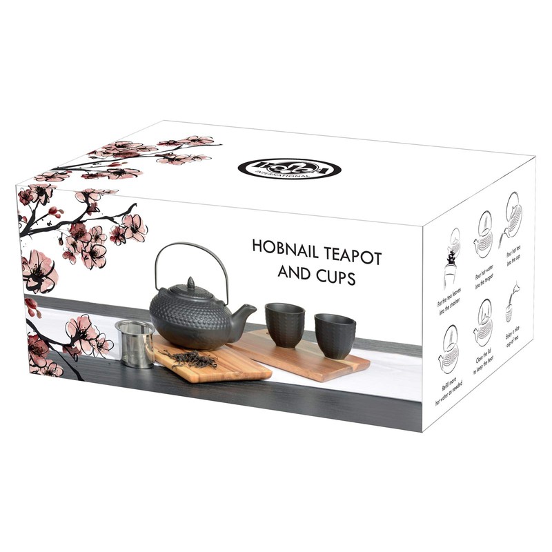 BIA Stoneware 24 Ounce Teapot Set - 3 Piece, Black