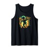 Retro Martian Alien Running with Ray Gun Tank Top