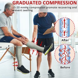 Ailaka Medical Zipper Compression Socks, 15-20 mmHg Knee High Open Toe Compression Socks for Men Women, Support Socks for Varicose Veins, Edema