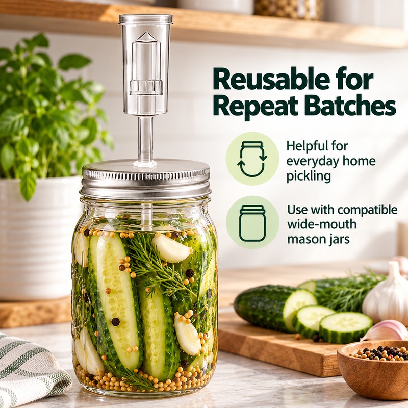 Mason Jar Fermentation Lid with Airlock – Reusable Pickling Accessory