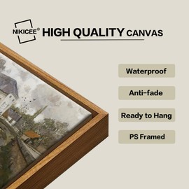 NIKICEE Landscape Wall Art Decor, Framed Vintage Canvas Wall Art Room Decor, Classical Landscape Oil Painting Wall Art Canvas Prints for Bathroom, Bedroom, Living Room, Farmhouse