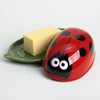Bicuzat Ceramic Ladybug and Leaf Butter Dish with Lid, Butter