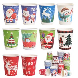 Christmas Cups Disposable 120 Pcs Christmas Paper Cups Disposable Hot Chocolate Cocoa Coffee Cups for Christmas Party Supplies Christmas Party Cup Drinkwear for both Hot and Cold Drinks, 9 oz