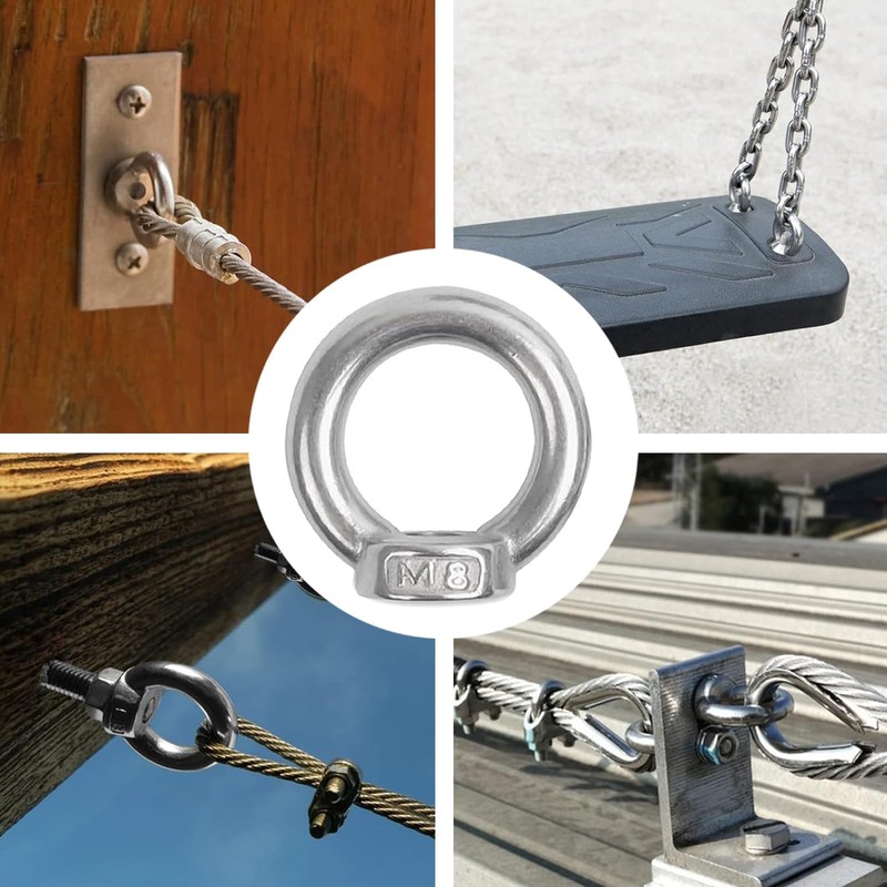 Ring Nuts M8 Made of 304 Stainless Steel, Pack of