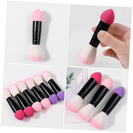 Healeved 6pcs Portable Double Ended Blush Brush Soft Bristle Brush for Liquid Foundation and Concealer