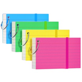 YIZUUN Index Cards 3x5, Flash Cards with Ring, 200 PCS, Ruled Note Cards, Flash Cards for Studying, 4 Packs of 50 sheets, 3x5 Note Cards for Office, Home, School