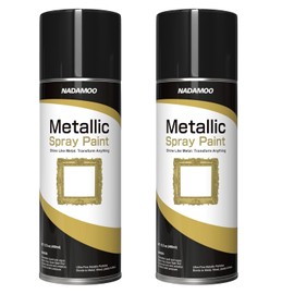 NADAMOO Metallic Spray Paint, Gold - Fast-Drying Finish for DIY Crafts, Models, Furnitures & Home Decor, Covers Plastic, Wood, Metal - 2 Cans