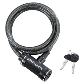 Kryptonite Bike Lock Cable, 6ft. x 12mm Braided Steel Cable Anti-Theft Security Bicycle Lock with Keys for Outdoor Equipment, Bicycles, Scooters, Fence, Gate,Black