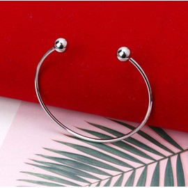 QERPON Stainless Steel Wire Bracelet Adjustable Bangle Bracelet Cuff Bracelet with Removable Bead for Jewelry Making